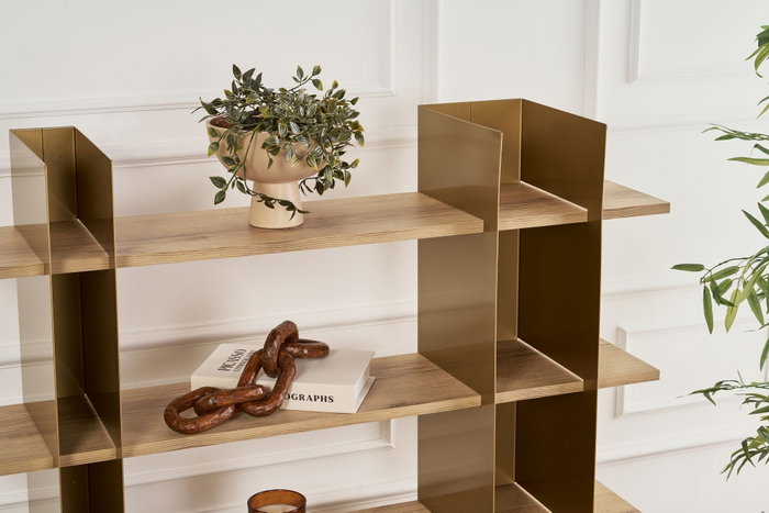 Hanah Home Estantería de Metal Dorado Shb-017-A